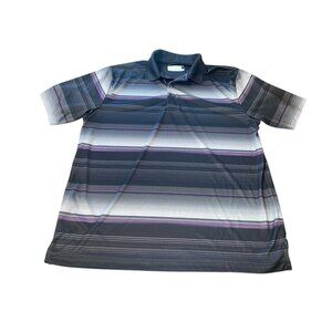 NICKLAUS Men's Size Large Staydri Purple Gray Black Striped Polo